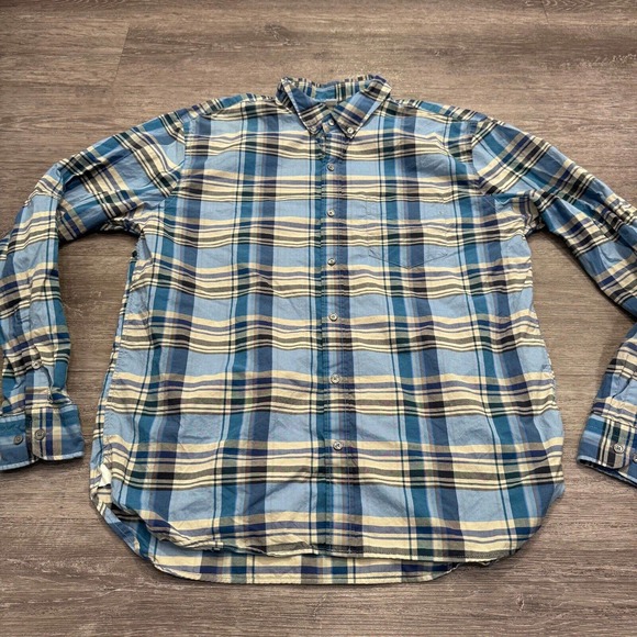 Fossil Shirt Mens Extra Large Blue Plaid Long Sleeve Button Up Preppy Casual - Picture 3 of 10